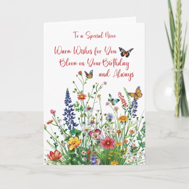 Niece Birthday Love In Bloom Wildflowers Card (Front)