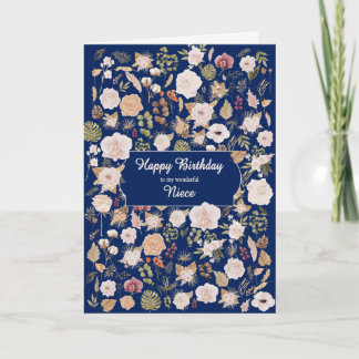 Niece Birthday Scattered Flowers Card