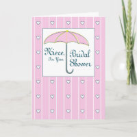 Niece, Bridal Shower Pink Umbrella