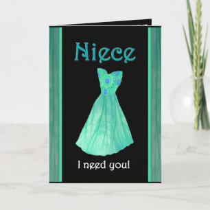 NIECE Bridesmaid Invitation Mint Green Gown