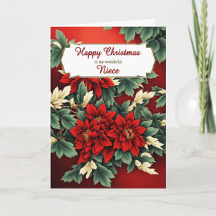 Niece Christmas Poinsettias Holiday Card