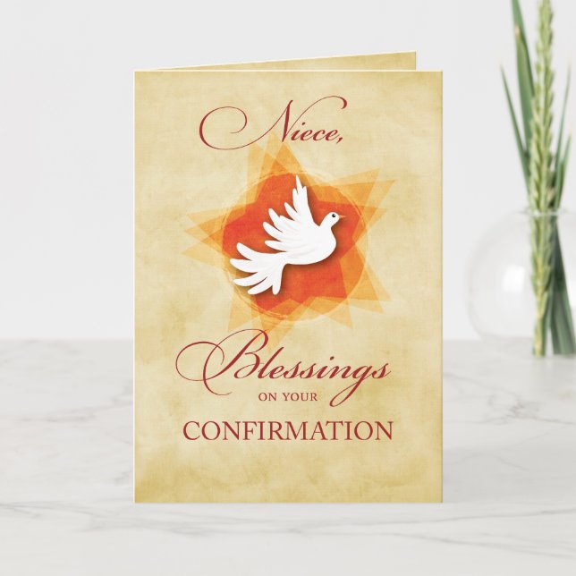 Niece, Confirmation Congratulations Blessings Dove Card (Front)