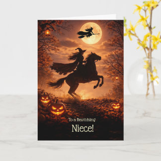 Niece Cute Halloween Witches in the Night Riding  Card