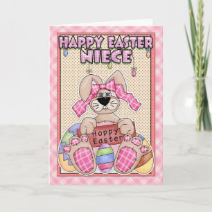 Niece Easter Card - Easter Bunny & Easter Eggs