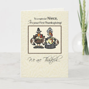 Niece First Thanksgiving Turkey Family Holiday Card