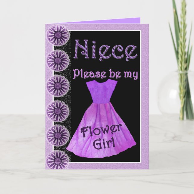NIECE Flower Girl Invitation PURPLE Dress (Front)