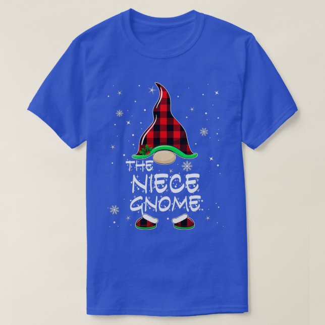 Niece Gnome Buffalo Plaid Matching Family Christma T-Shirt (Design Front)