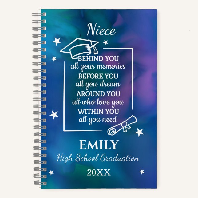 Niece Graduation Personalised Name Year Notebook (Front)