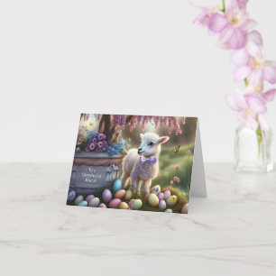 Niece Happy Easter Lamb Eggs Flowers Butterflies Card