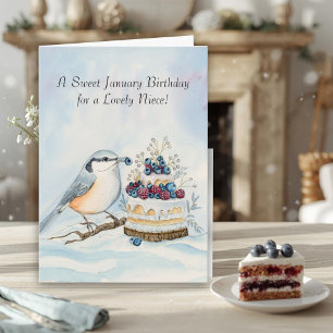 Niece Happy January Birthday Nuthatch  Card
