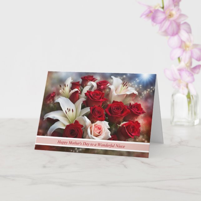 Niece Happy Mother's Day with Pretty Flowers Card (Orchid)