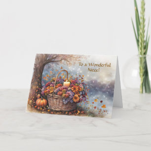Niece Happy Thanksgiving with Basket of Fall  Card