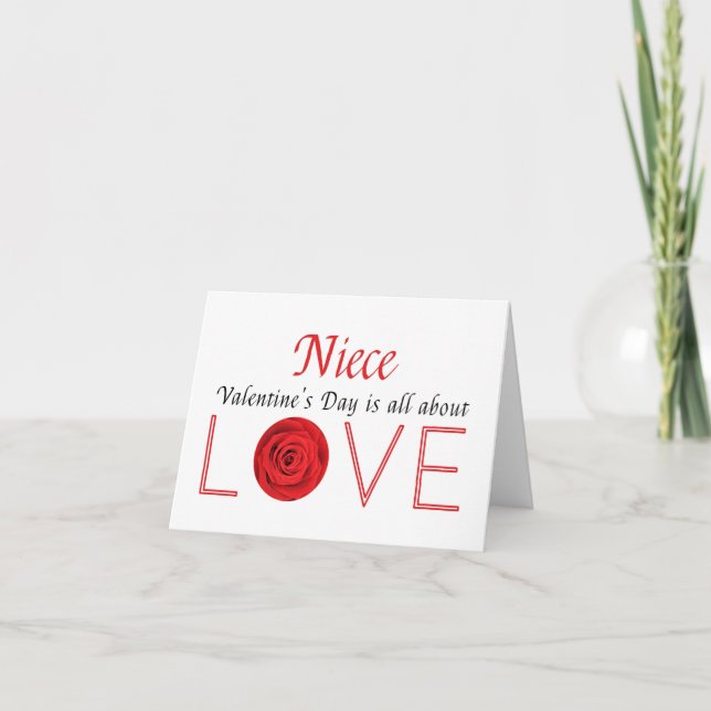 Niece  Happy Valentine's Day Roses Holiday Card (Front)