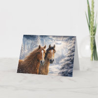Niece Horse Christmas with Pretty Snow Covered 