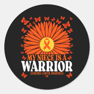 Niece Is A Warrior Leukaemia Cancer Awareness Classic Round Sticker