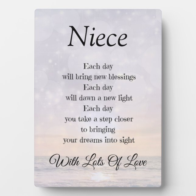 Niece Love and Encouragement Poem Art gift Plaque (Front)