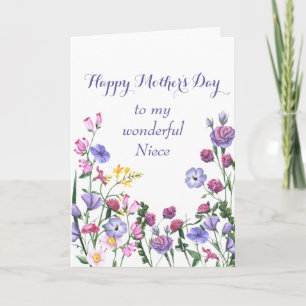 Niece Mother's Day Colourful Garden Flowers  Holiday Card