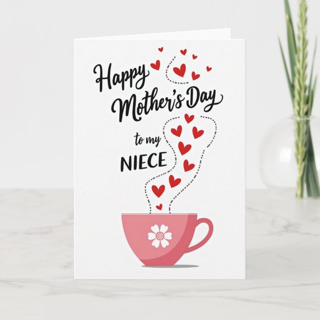 Niece Mothers Day Hearts Card (Front)