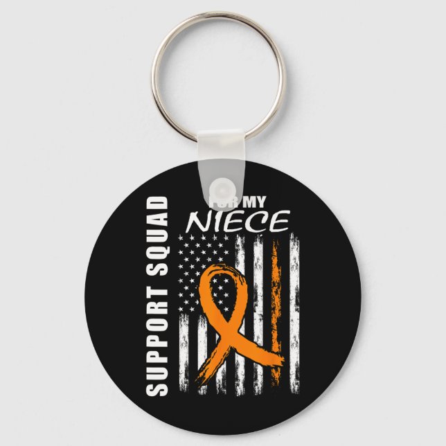 Niece Multiple Sclerosis Awareness Usa Flag Suppor Key Ring (Front)