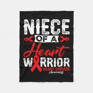 Niece Of A Heart Warrior Heart Disease Red Ribbon Fleece Blanket