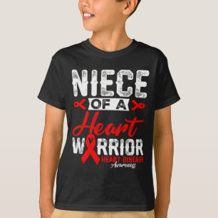 Niece Of A Heart Warrior Heart Disease Red Ribbon T-Shirt