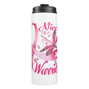 Niece Of A Warrior Dragonfly Breast Cancer Thermal Tumbler