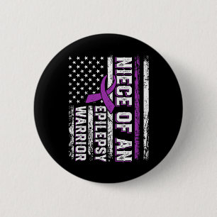 Niece of a Warrior Epilepsy Purple Ribbon Support 6 Cm Round Badge