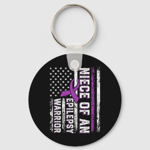 Niece of a Warrior Epilepsy Purple Ribbon Support Key Ring