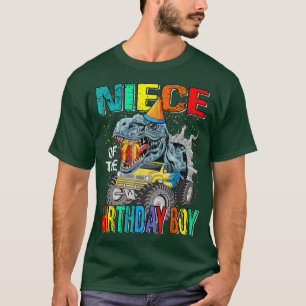 Niece Of The Birthday Boy Monster Truck Dinosaur  T-Shirt