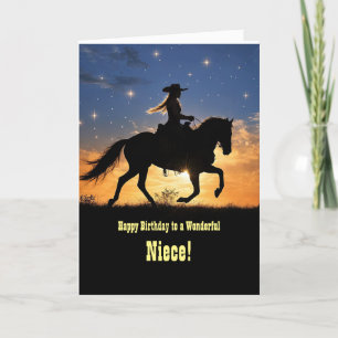 Niece or Any Relation Happy Birthday Cowgirl Card