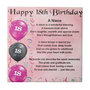 Niece Poem - 18th Birthday Tile