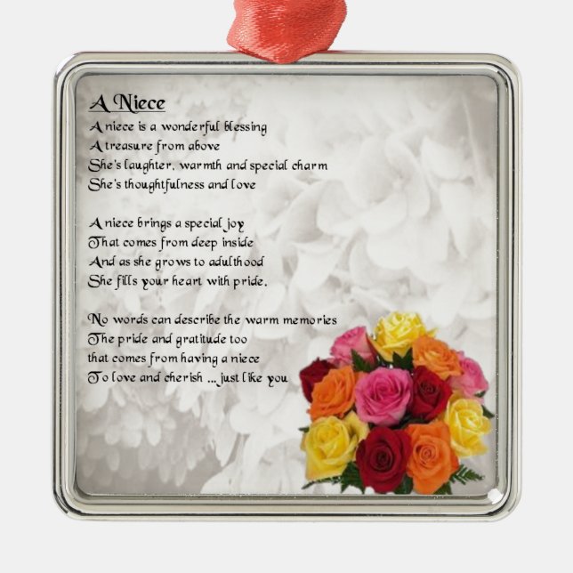 Niece Poem - Flowers Metal Tree Decoration (Front)