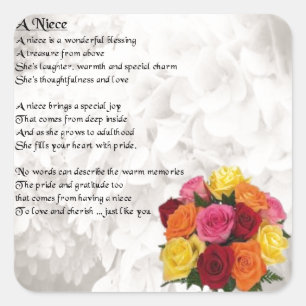 Niece Poem - Flowers Square Sticker