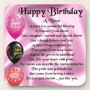 Niece Poem - Happy Birthday Coaster