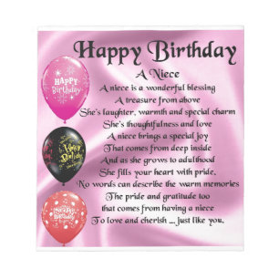 Niece Poem - Happy Birthday Notepad