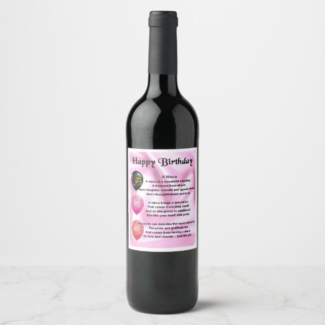 Niece  Poem  Wine Bottle Label  Happy  Birthday (Front)