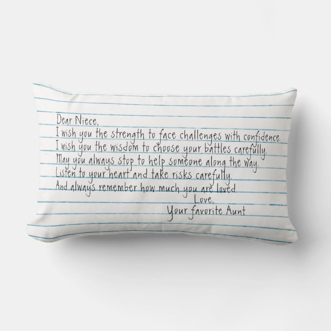 Niece Quote On Notebook Paper   Lumbar Cushion (Front)