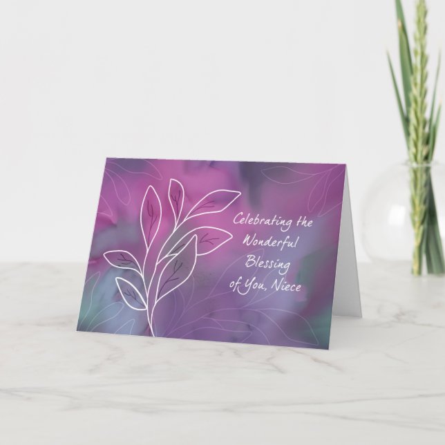 Niece Religious Birthday Blessings Watercolor Card (Front)