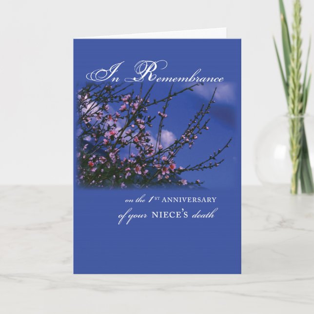 Niece, Remembrance 1st Anniversary Card (Front)