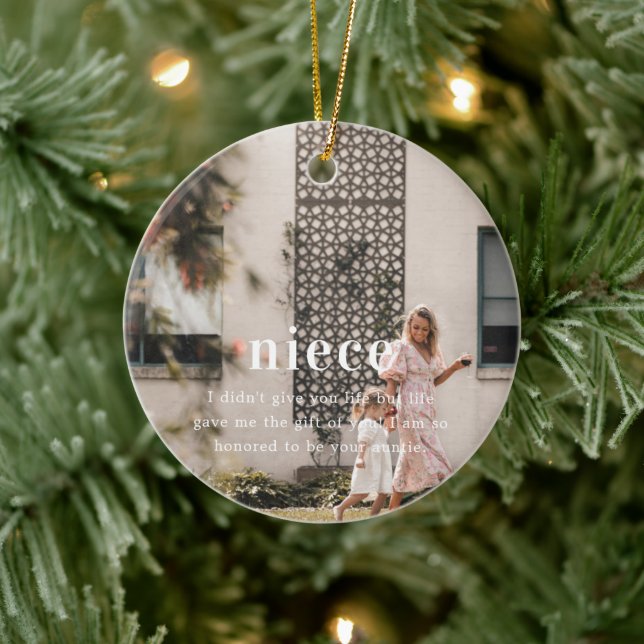 Niece | Sentimental Photo Keepsake Christmas Ceramic Tree Decoration (Tree)