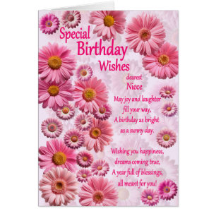 Niece Special Birthday Wishes Pink Daisies
