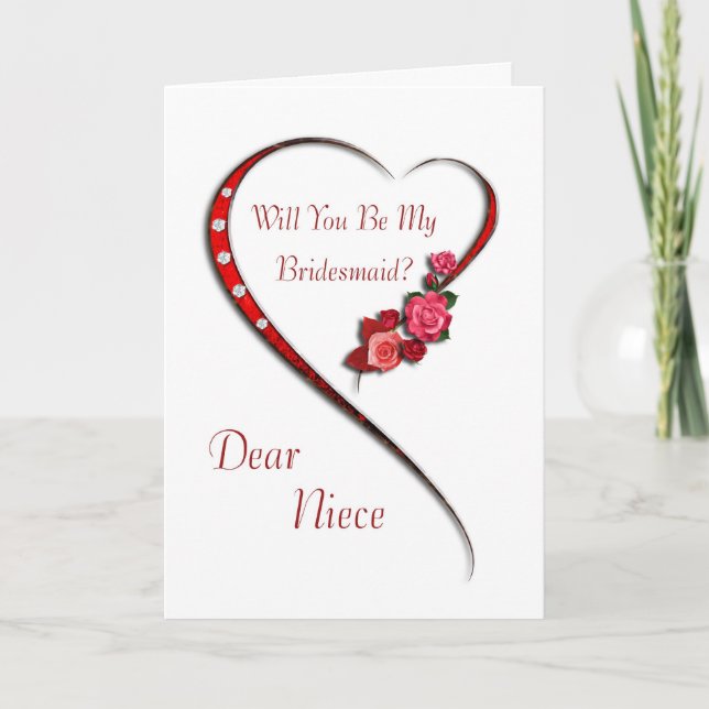 Niece, Swirling heart Bridesmaid invite (Front)
