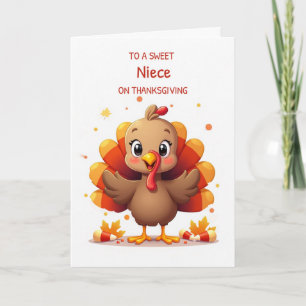 Niece Thanksgiving Sweet Candy Corn Turkey Card