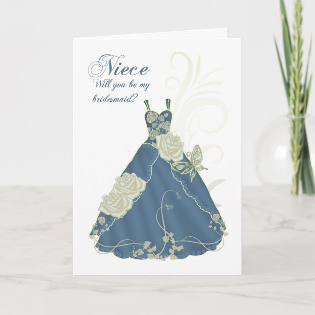 Niece Will You Be My Bridesmaid Card - Ivory And B (Front)