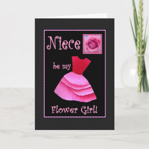 Niece Will You Be My Flower Girl? Pink Dress Invitation
