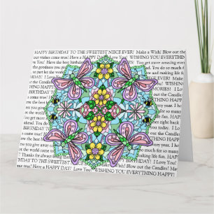 Niece's Birthday, Butterfly Mandala Coloring Page  Card