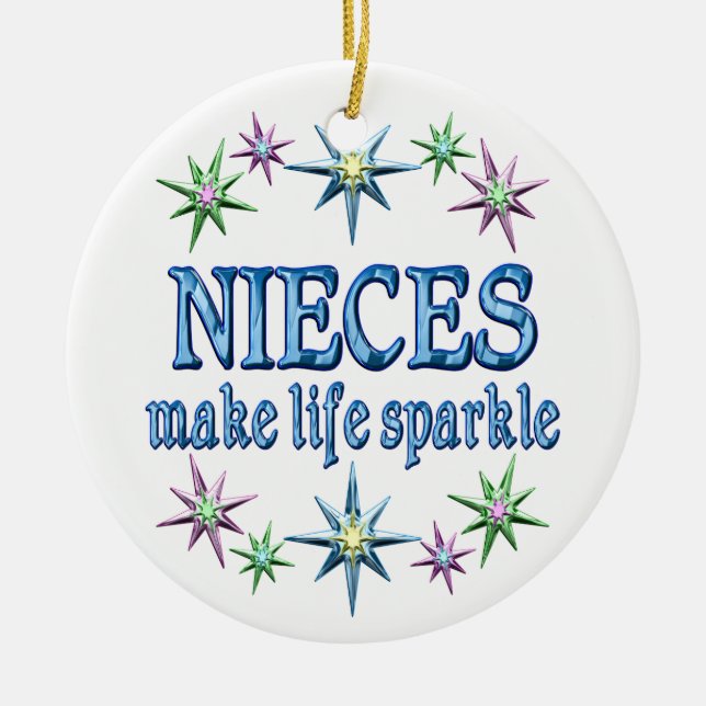 Nieces Sparkle Ceramic Tree Decoration (Front)