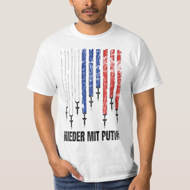 Nieder mit Putin Antikrieg Frieden Ukraine T-Shirt (Front)