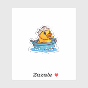 Niedliche gelbe kawaii Gummi-Ente in Badewanne