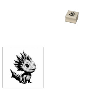 Niedlicher Alien-Drache, türkis - Rubber Stamp